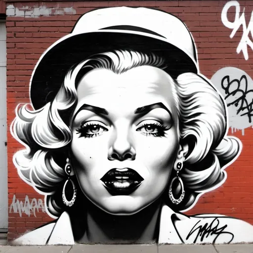 Prompt: Gangster marlyne monroe graffiti thug