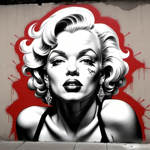 Prompt: Gangster marlyne monroe graffiti thug