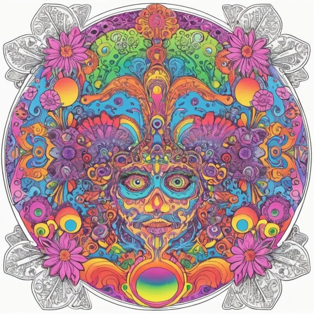 Prompt: Coloring page Psycadelic 