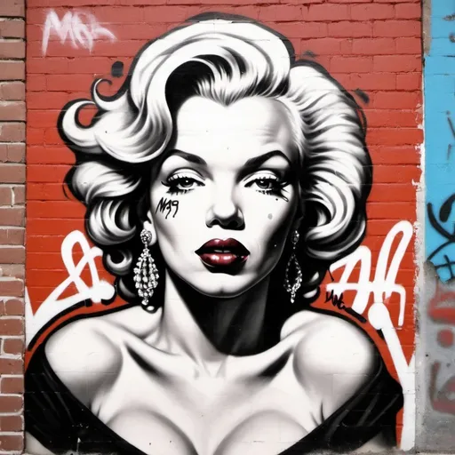 Prompt: Gangster marlyne monroe graffiti thug