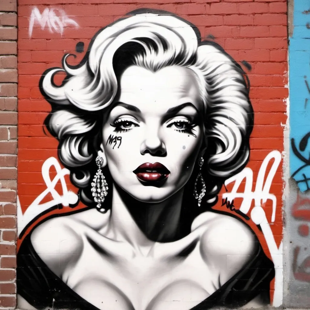 Prompt: Gangster marlyne monroe graffiti thug