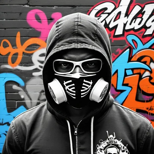 Prompt: Graffiti Gangster colorimg pages print thug marlyne monroe balaclava helmet