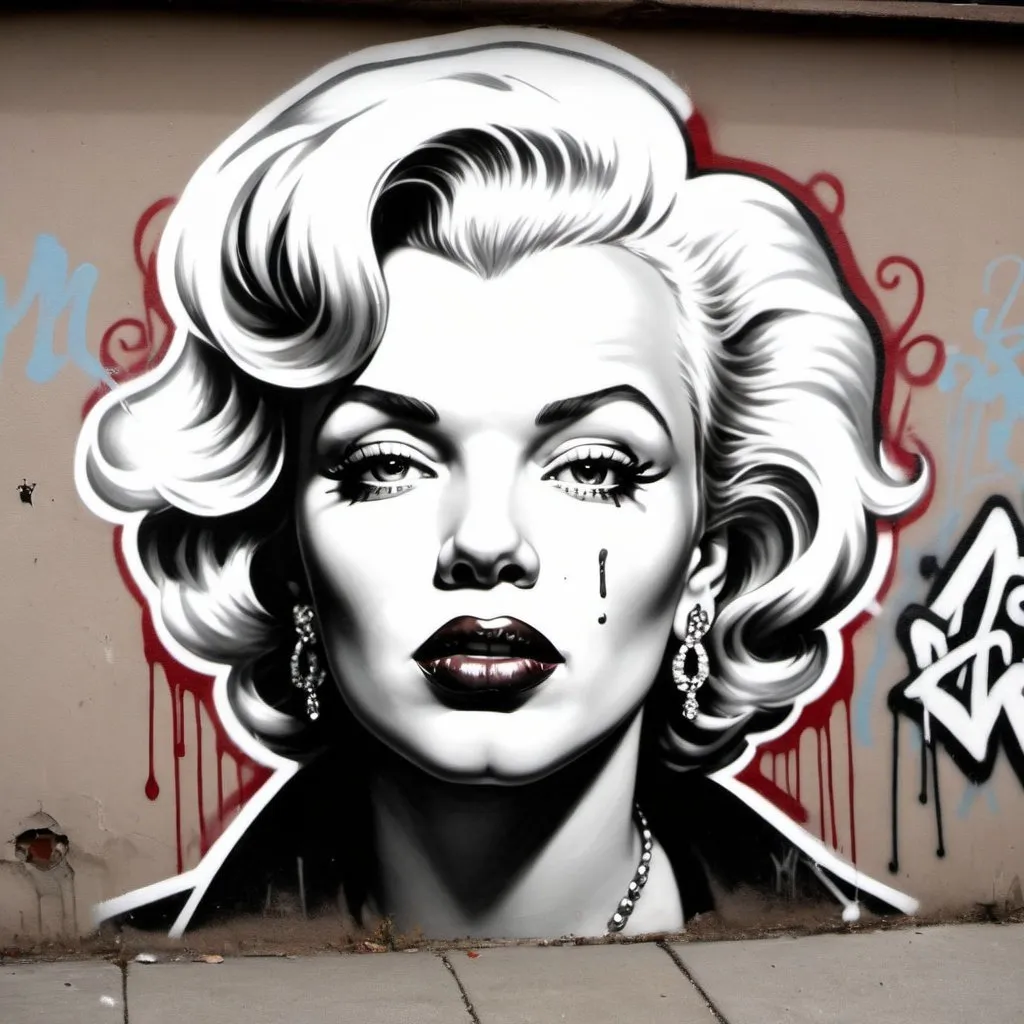 Prompt: Gangster marlyne monroe graffiti thug