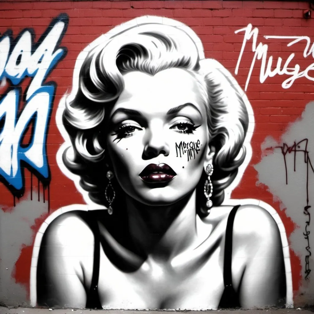 Prompt: Gangster marlyne monroe graffiti thug