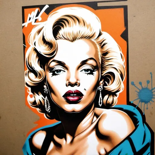 Prompt: Graffiti Gangster color print thug marlyne monroe 