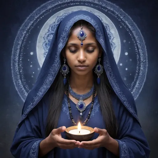 Prompt: My mourning vousin indigo soul of love and guidance healer and protector of innocent ones