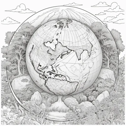 Prompt: Coloring page universal earthly 