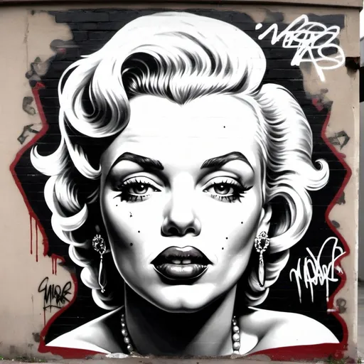 Prompt: Gangster marlyne monroe graffiti thug