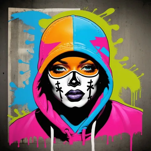 Prompt: Graffiti Gangster colorimg pages print thug marlyne monroe balaclava helmet