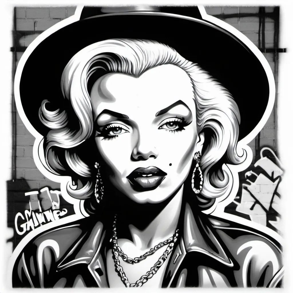 Prompt: Graffiti Gangster colorimg pages print thug marlyne monroe 