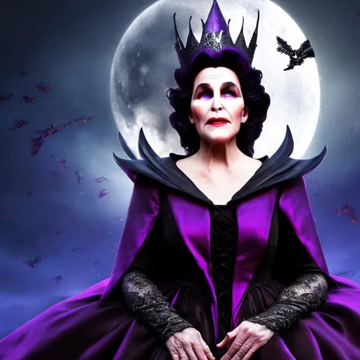Prompt: Evil Queen that flys in the air at night
And is thousands of years old
Realistic 
