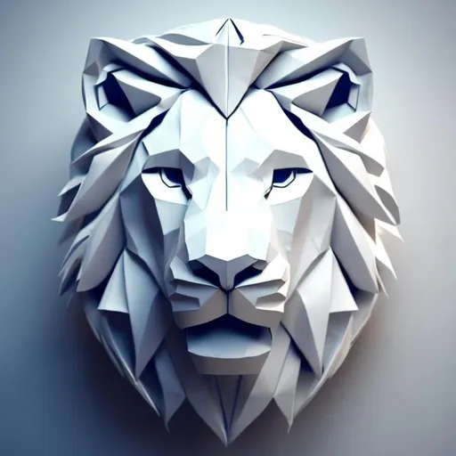 Prompt: origami lion head in white paper, 3 d render, ultra detailed, on white background, studio shot,
