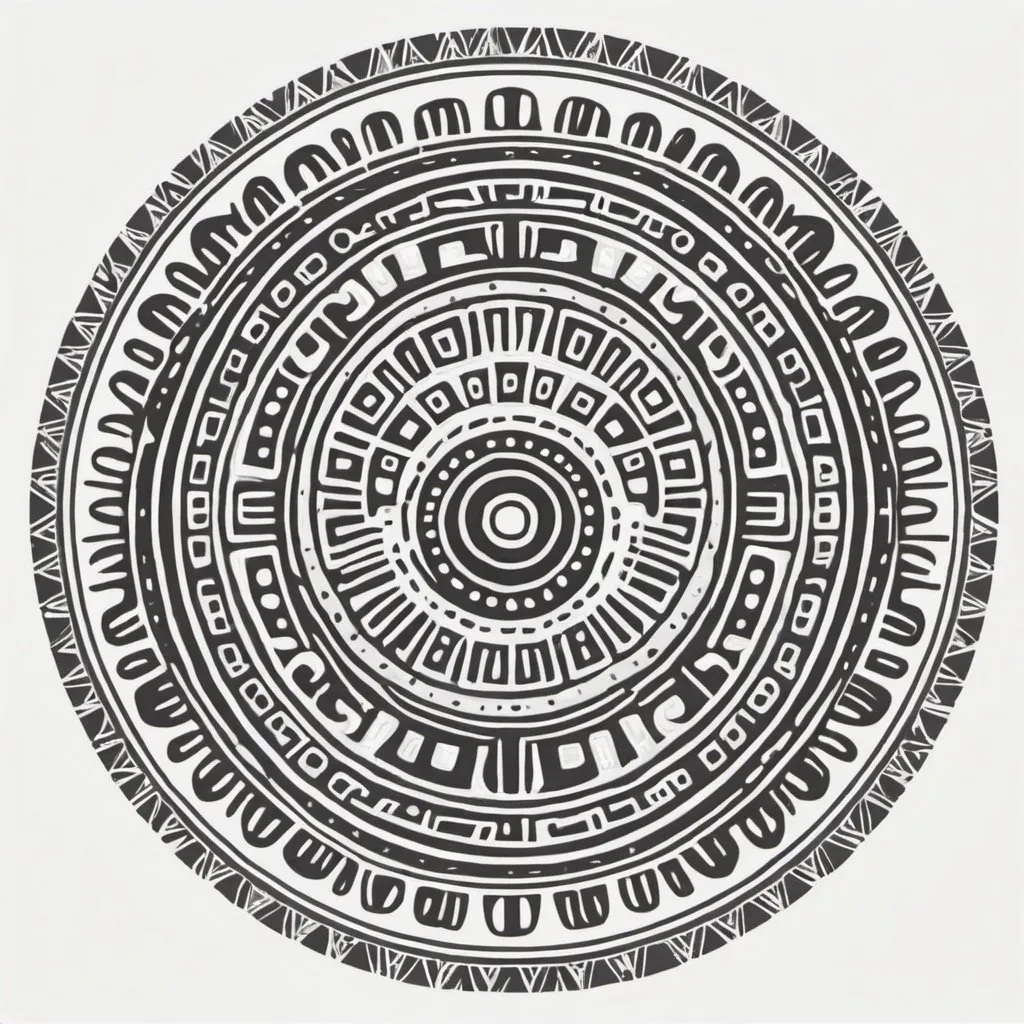 Prompt: Basic  Circle Aztec pattern on a White Background