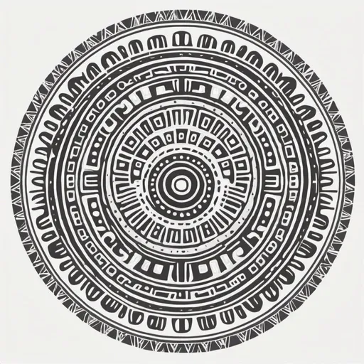 Prompt: Basic  Circle Aztec pattern on a White Background