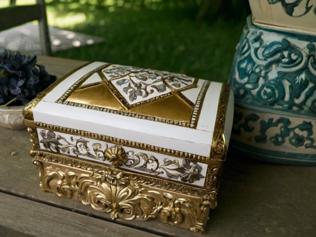 Prompt: ornate box on table
