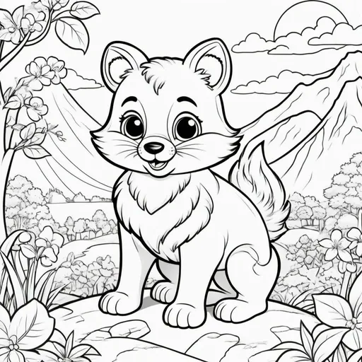 Prompt: 10 engaging coloring pages for children, playful and vibrant, high quality, cartoon style, cute animals, fun activities, colorful scenery, simple and easy-to-color designs, happy kids playing, educational themes, joyous and lively, imaginative and creative, vibrant colors, delightful illustrations, printable, kids coloring book