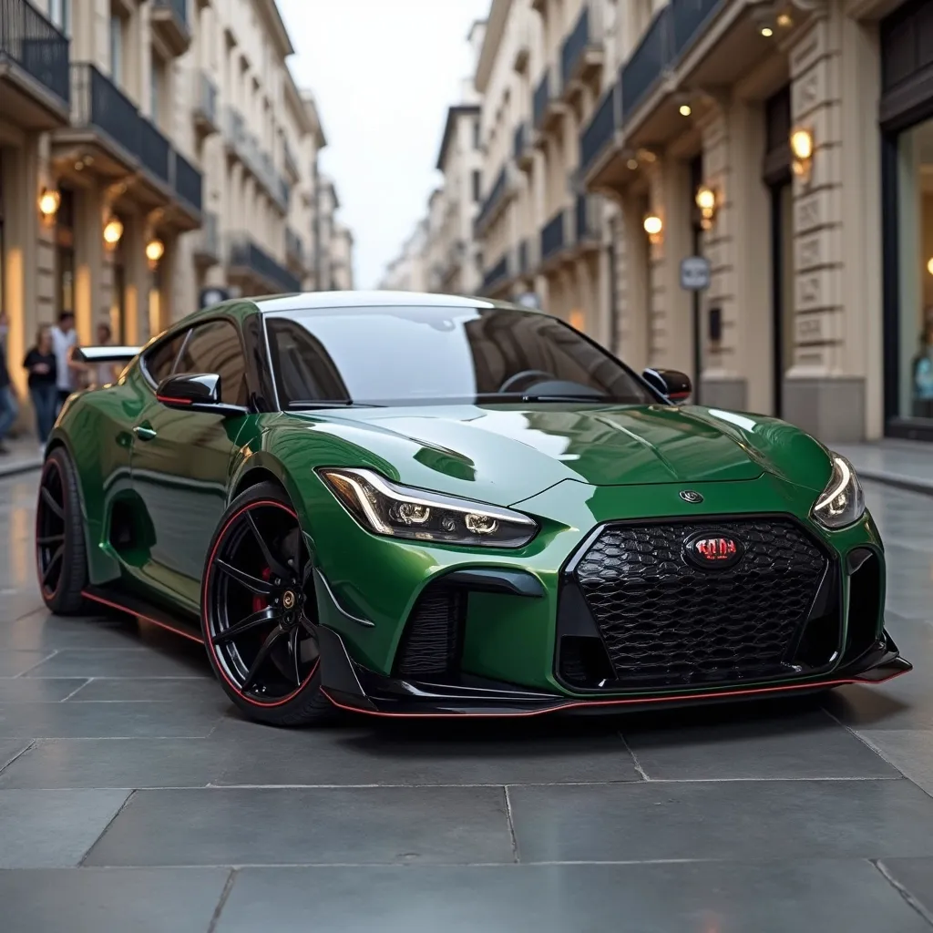 Prompt: I want a kia car make it more luxury and sporty and fansy make it more like bugati style