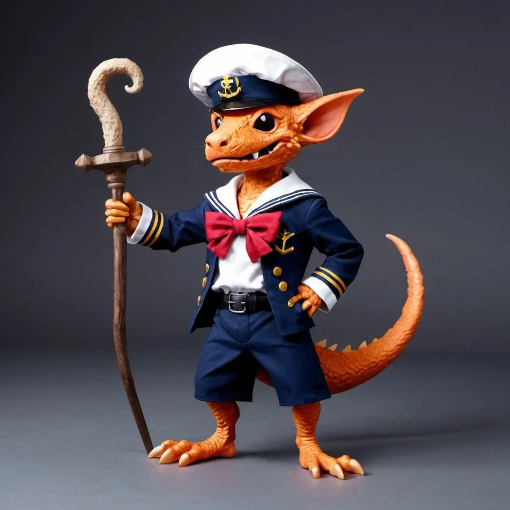 Prompt: Kobold in sailor uniform