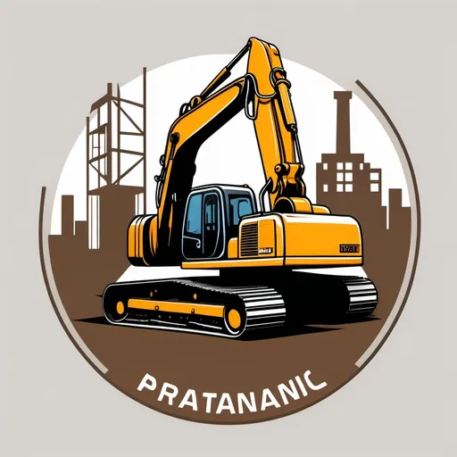 Prompt: with the image of a machine digging a rotary for a logo of a construction company and a place to write the name of the company round symbol