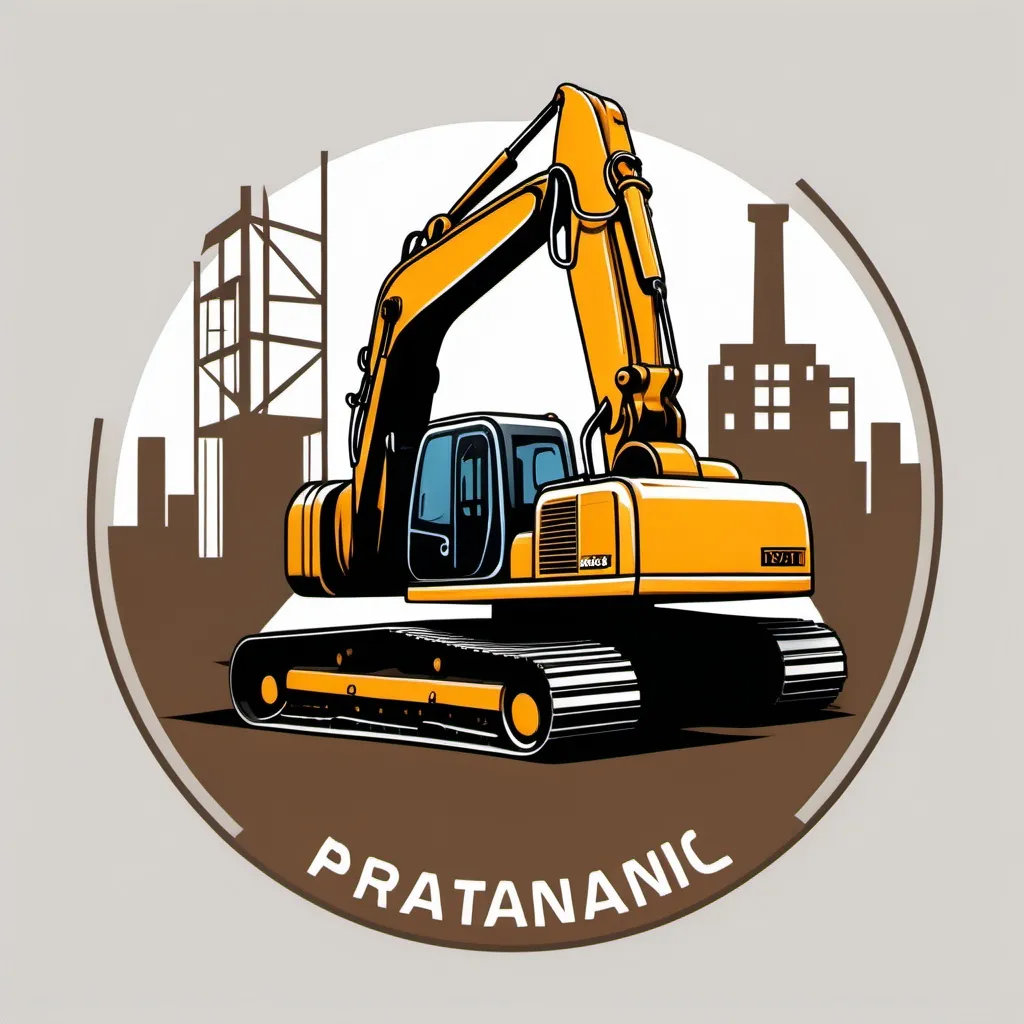 Prompt: with the image of a machine digging a rotary for a logo of a construction company and a place to write the name of the company round symbol