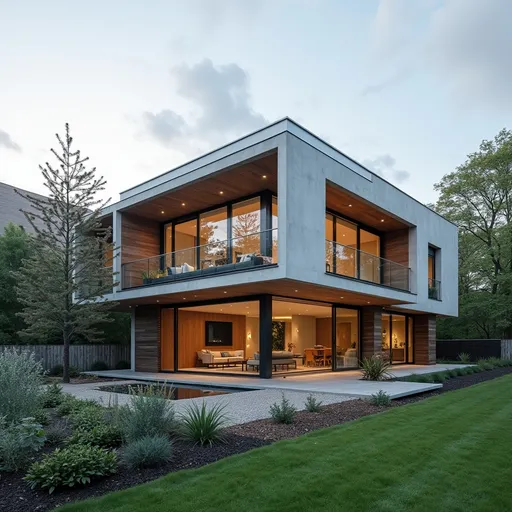 Prompt: modern house with exterior jalousie
