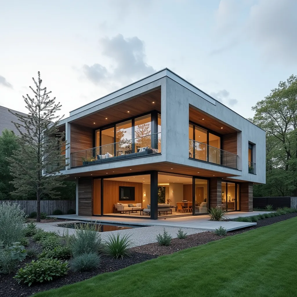 Prompt: modern house with exterior jalousie

