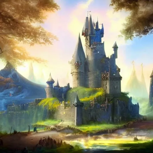 Prompt: a fantasy landscape with a castle
