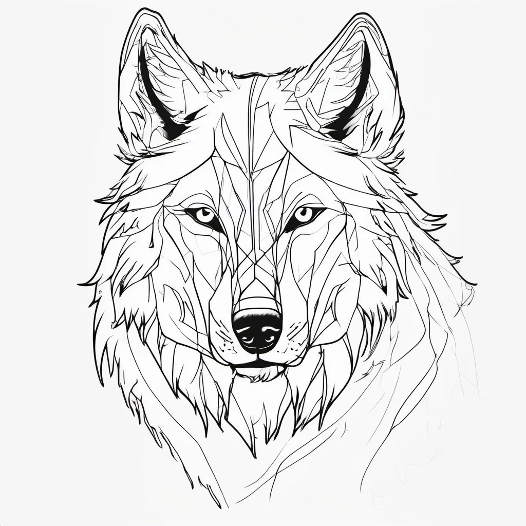 Prompt: Wolf line art