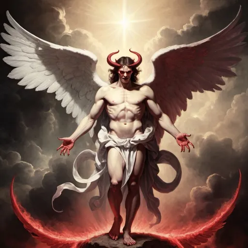 Prompt: Satan as an angel and demon