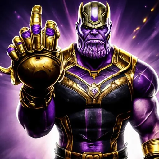 Prompt: Minnesota Vikings and Thanos Infinity Gauntlet with stones