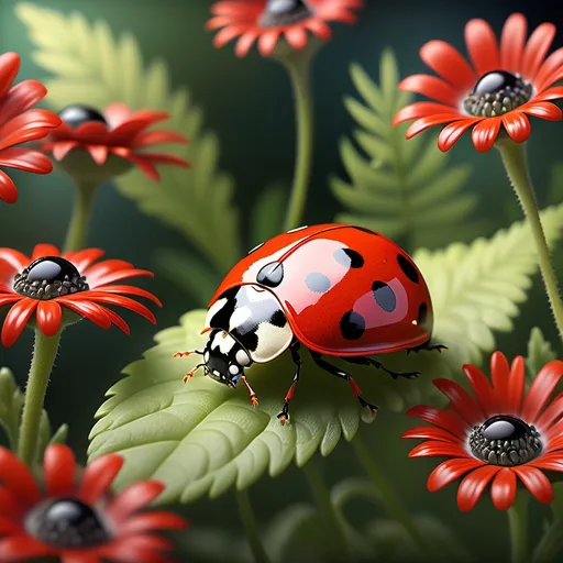 Prompt: A delightful scene featuring a ladybug fluttering gracefully among vibrant garden flowers, showcasing its striking red wings adorned with black spots. The composition is framed in a close-up shot that captures the intricate details of the ladybug as it moves fluidly through the foliage. The camera employs a graceful tracking shot, following the ladybug's dynamic motion, revealing the depth and dimension of the lush garden environment. As the shot progresses, it explores the various flowers and plants, creating a sense of spatial exploration that draws the viewer into the serene beauty of the garden. The lighting is bright and natural, allowing the colors of the ladybug and surrounding flora to pop, enhancing the inviting and cheerful atmosphere of this enchanting moment in nature. Set in the present day, this scene embodies the charm and wonder of the garden, inviting viewers to appreciate the little helpers that contribute to its vibrant ecosystem. The resolution is captured in high definition, ensuring every detail is vividly portrayed