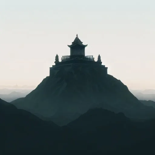 Prompt: A lonely temple on top of a mountain 