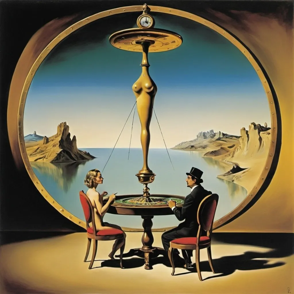 Prompt: Th Haunt of Roulette Dares, by Salvador Dali.