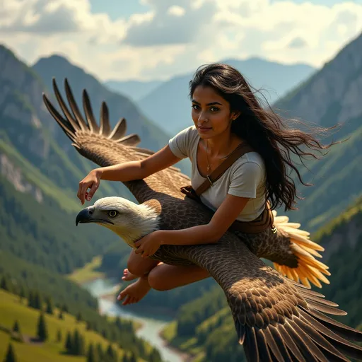 Prompt: @T4veko5pUHqzBY6PdGdl is driving an eagle over a valley