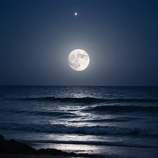 Prompt: la luna che sorge dal mare