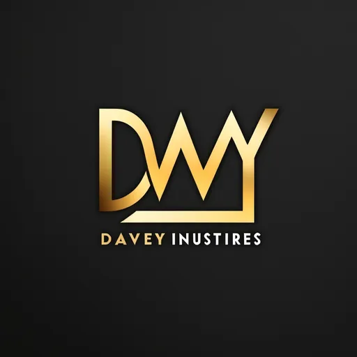 Prompt: make me a clothing brand logo named davey industries (logo) make it gold and transparent