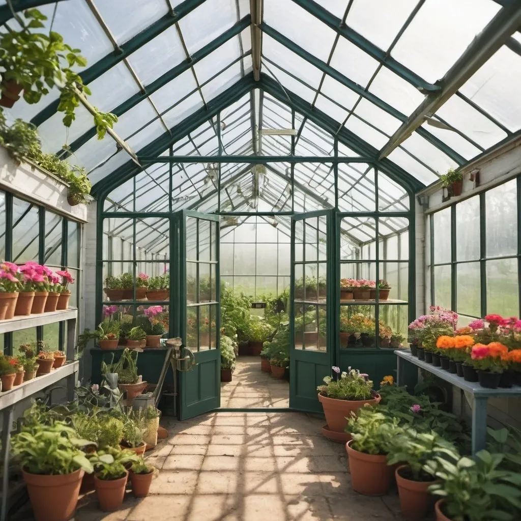 Prompt: create an image a greenhouse