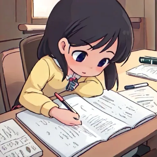 Prompt: Girl studying