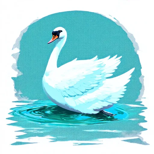 Prompt: Graceful Swan Monster gliding, tshirt vector, Chromogenic Color Print illustration, white background