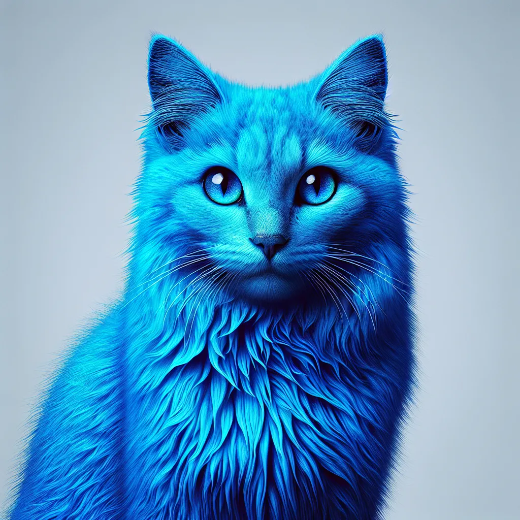 Prompt: one blue cat