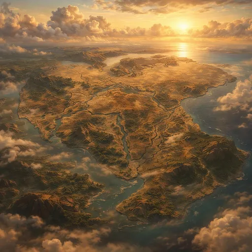 Prompt: a basic map of an antediluvian supercontinent with the entire world as one connected landmass. Show the outline of the modern continents within the supercontinent but do not label them