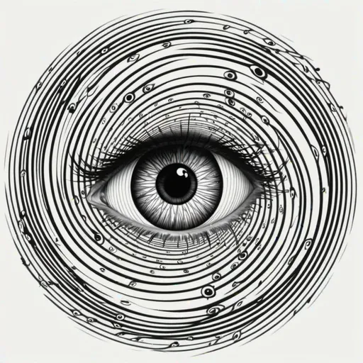 Prompt: 2D,  vortex, lots of eyes, lines can cross