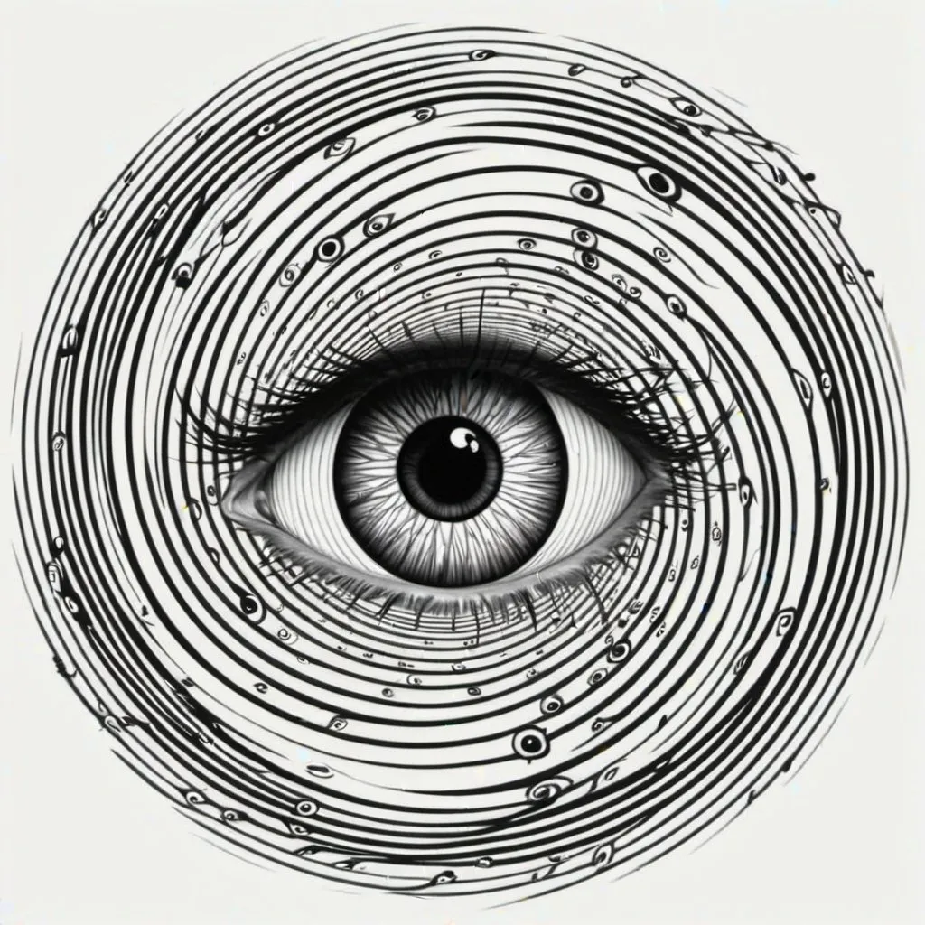 Prompt: 2D,  vortex, lots of eyes, lines can cross