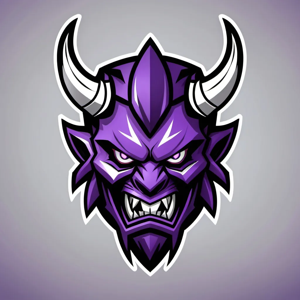 Prompt: Create a dynamic esports team logo featuring a black, purple, and white color scheme. The logo should prominently display the team name "Most Feared" and incorporate a fierce Oni mask as the central mascot. The design should evoke a sense of strength and intimidation, with bold, angular lines and a modern, high-energy aesthetic. The Oni mask should be detailed, with a menacing expression, sharp features, and a blend of black, purple, and white accents to match the team's colors. The overall composition should convey both power and unity, making the logo instantly recognizable and impactful. incorporate the team name in the logo