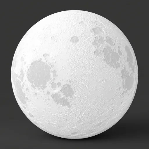 Prompt: A cad stl file of white full moon with fine detailing for a table lamp 