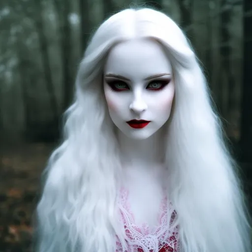 Prompt: [Hyper realistic], [Sharp Detail], [Extreme Detail], [Horror], [Dark creepy atmosphere] [professionally shot full body photograph taken with a high quality digital camera] of a [ terrifying ghost] with [long white hair], [bright red eyes], [extremely pale skin]