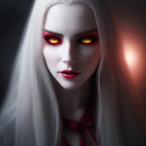 Prompt: [Hyper realistic], [Sharp Detail], [Extreme Detail], [Horror], [Dark creepy atmosphere] [professionally drawn photorealistic illustration] of a [ terrifying ghost] with [long white hair], [bright red eyes], [extremely pale skin]