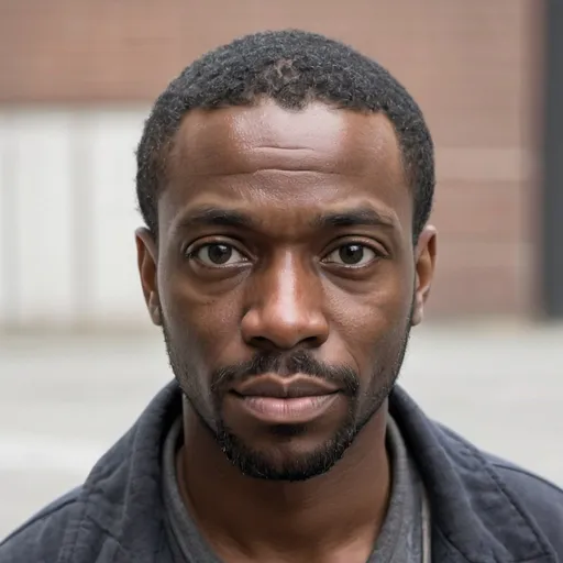 Prompt: Attractive black homeless man early 30s headshot