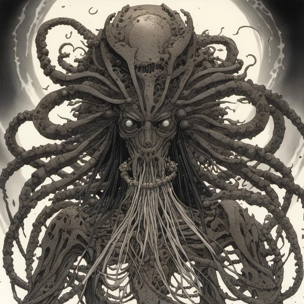 Prompt: <mymodel>elder god of cruelty, beautiful but horrifying, humanoid with cephalopod features