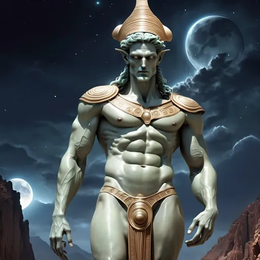 Prompt: alien greek god